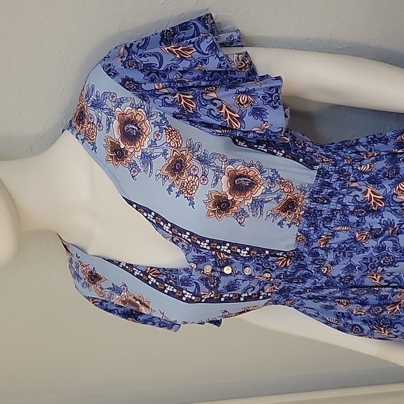 Cute Coquette Prairie Granny Floral Empire Waist Swing Shirt Land Girl Dress - Picture 4 of 8